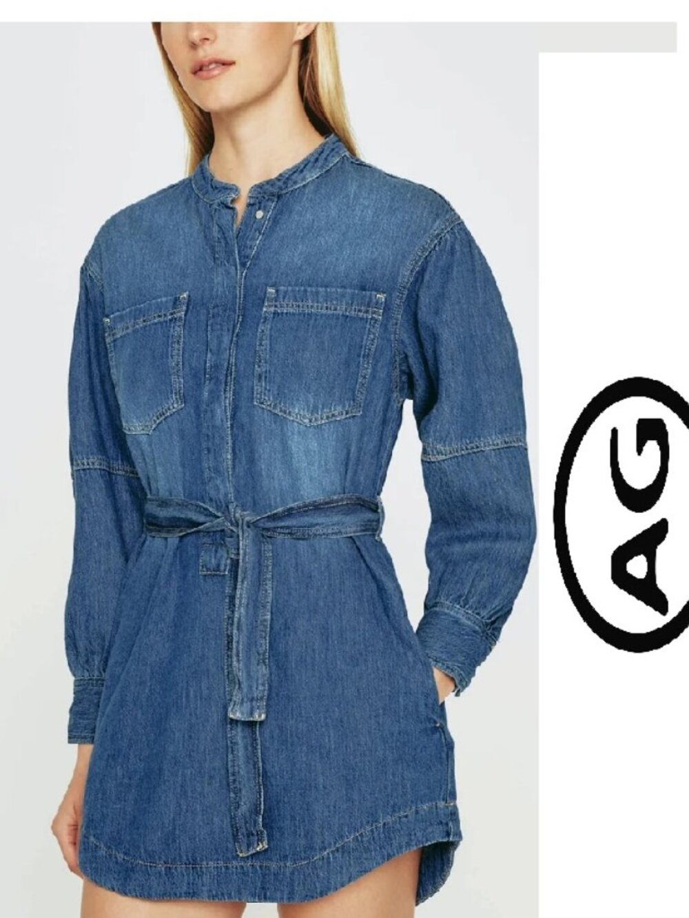 New AG Denim Belted Shirt Dress